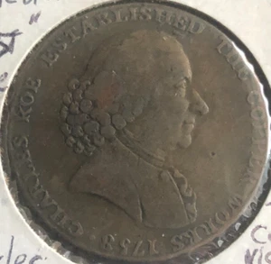 1791 CHESHIRE-MACCLESFIELD CHARLES ROE BRITAIN 1/2 PENNY VERY NICE CLEAR DETAILS - Picture 1 of 4