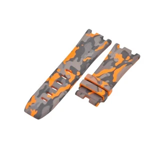 Correa de reloj de goma camuflada naranja de 28 mm para Audemars Piguet Royal Oak 42 Grip Tang - Imagen 1 de 6