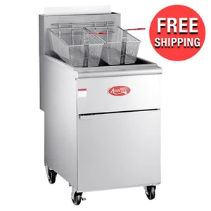 Stainless Steel Floor Commercial Kitchen NATURAL GAS Deep Fryer Cooker 70-100 lb - Picture 1 of 12