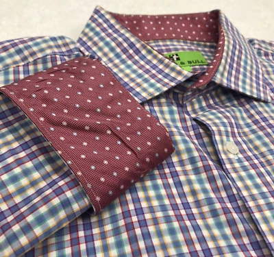 Camisa con botones Bristol & Bull para hombre MEDIANA 15-15,5 32/33 a cuadros puño abatible Foto 1 de 4
