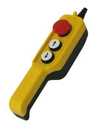 SPITZENSPANNUNG ELEKTROTECHNIK Hängetaster 3 Tasten Not-Aus Auf/Ab Kransteuerung Steuerflasche, JSJHD03-01