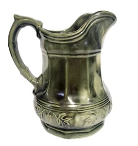 Jarra de cerámica vintage Camark, verde bosque oscuro, hojas ornamentadas, ¡EXCELENTE!¡! - Imagen 1 de 17