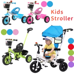 4 In 1 Kids Tricycle Toy Bike Trike Baby Prams Stroller Toddler Ride-On Activity - Picture 1 of 29