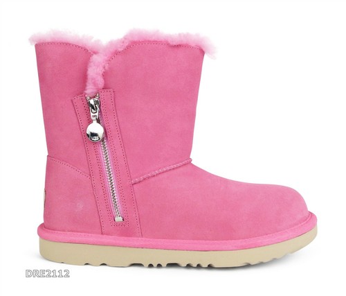 Stivali UGG Bailey Zip Corti Rosa Rosa Pelle Scamosciata Bambini Taglia 6 *NUOVI*