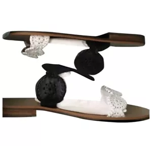 Jack Rogers Lauren Black and White Sandals Size9 or 9.5 NEW Flat - Picture 1 of 10