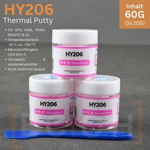 Mastic thermique Halnziye HY206 (HY236) - 60 g de matériau conducteur thermique ASIC, GPU, VRM, RAM - Photo 1/5