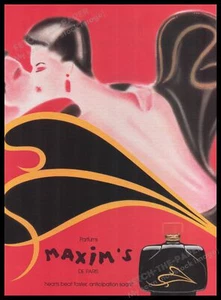 Maxim's Parfums Paris 1980s Print Advertisement Ad 1985 "Hearts beat faster..." - Picture 1 of 1