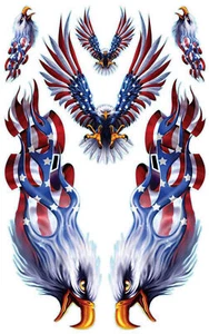 Aufkleber-Set Adler Flagge USA Airbrush Riesig 38x13 cm LKW Trike Auto Tank XXL - Picture 1 of 1