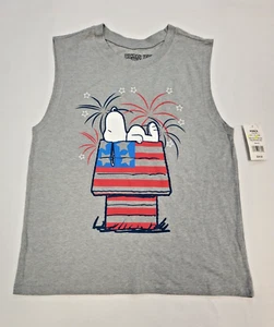 Peanuts Snoopy Shirt XSmall Mens Tank Top Gray 426 - Picture 1 of 8
