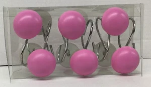 Brand New 12 Pink round Button shape shower curtain hooks creative bath - Picture 1 of 5