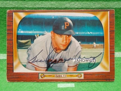 Vic Janowicz 1955 Bowman Color TV Card Autograph (TWICE) Ohio State 1950 Heisman - Image 1 of 2