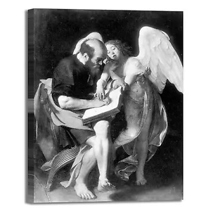 Caravaggio san Matteo e l'angelo quadro stampa tela dipinto telaio arredo casa - Foto 1 di 4