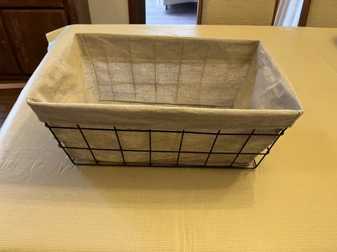 Farmhouse Metal Basket with removable fabric liner - 11" x 18" Cover
