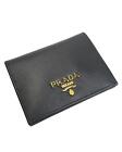 Pre Loved Prada Black Leather Bi-fold Wallet With Snap Fastener And Iconic