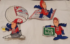 3 tappeti magici vintage 1972 Budweiser Bud Man palloncino ad aria calda pitch con adesivi - Foto 1 di 5