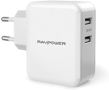 RAVPOWER - Caricatore USB a 2 porte, 24 W, universale, 5 V, 4,8 A,...