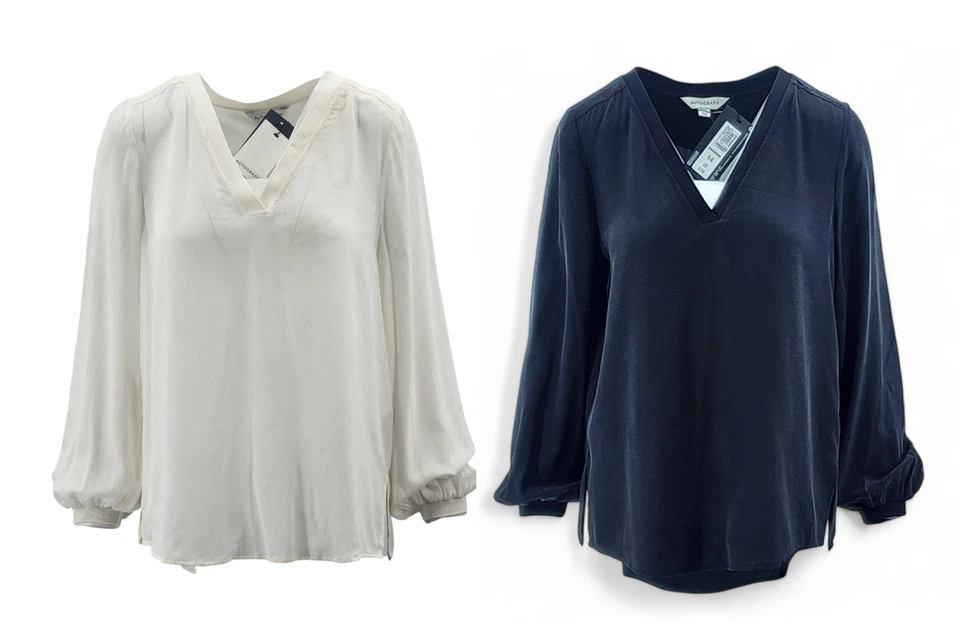 Autograph Pure Silk V-Neck Popover Blouse Black or Ivory White RRP £79.00 - Image 1 of 1