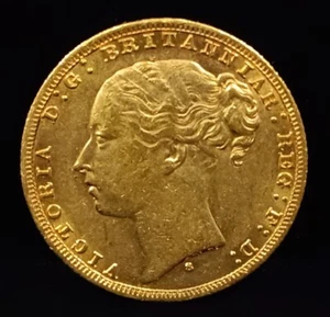 1879-S XF Australia Gold Sovereign Victoria Young Head Coin Sydney (I-16636) - Picture 1 of 10