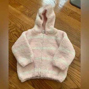 Angel Dear Kapuzenpullover Jacke rosa Streifen Baby Fleece Kapuze Größe 6-12 Monate - Bild 1 von 4