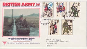 GB Stamps Souvenir Military Cover Scorpion Tank, Falklands War, Alvis, army 1983 - Picture 1 of 1