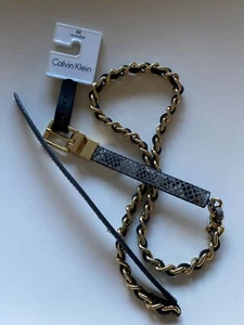NWT Calvin Klein snake embossed chain belt reversable szM - Picture 1 of 5