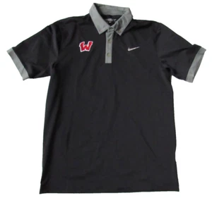 Nike Golf Dri-Fit Wisconsin Badgers Football Black Polo Shirt Men's S Small - Picture 1 of 8
