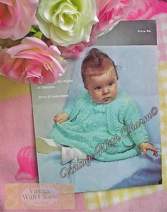 Vintage Baby Dress & Coat Knitting Pattern Fit 20-21in. Chest - Picture 1 of 1