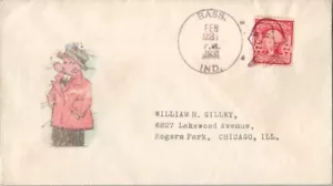 IND. 1931 Bass Feb. 22 4c-bar with Illustrated GW & Davidson hand painted cachet - Picture 1 of 1
