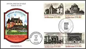 Scott 1928 - 31 18 Cents American Architecture Collins Hand Painted FDC - Picture 1 of 1