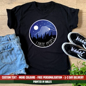 T-shirt donna Mountains I Hate People divertente campeggio camminata Rambler regalo top - Foto 1 di 1