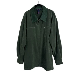Denim & Co Damen 2x Wildlederimitat Reißverschluss dunkelgrün 90’s Übergangsjacke - Bild 1 von 10