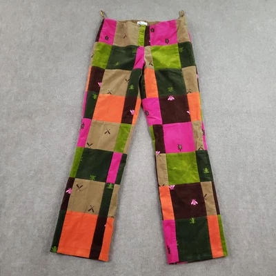 Vtg Lilly Pulitzer Pants Womens 8 Multicolor Corduroy Patchwork Embroidered - Image 1 of 4