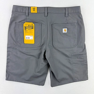 CARHARTT Womens Rugged Flex Loose Fit Canvas Work Shorts Size 12 Shadow Gray - Image 1 of 4