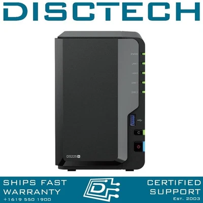 Synology 8TB DS225+ 2-Bay NAS Server w/ 2x 4TB Synology Plus SATA HDDs - Image 1 of 4