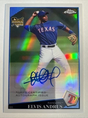 2009 Topps хром Элвис Андрус дебютант RC автограф переливающийся #/499 #227 - Изображение 1 из 2
