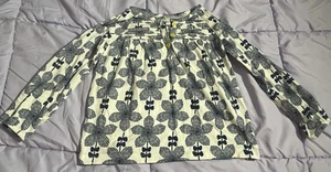 Gently Used Girls Peasant Top From Hanna Andersson Size 110 Blue & White - Picture 1 of 2