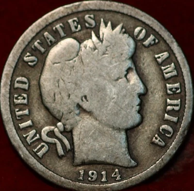 1914-D Denver Mint Silver Barber Dime - Image 1 of 2