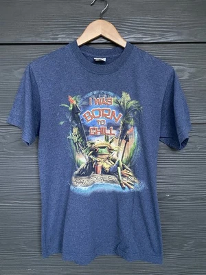 Camisa de café vintage Y2K Rainforest para hombre con gráfico de rana mediana “Nací para relajarme” Foto 1 de 4