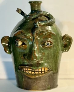 Signiert Marvin Bailey 10 Zoll Tall Face Jug + Snake, Lancaster, South Carolina - Bild 1 von 22