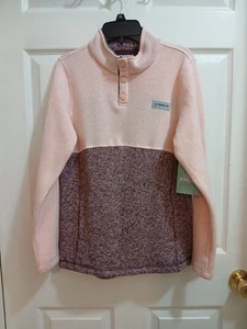 Magellan Outdoors Girls XL Quarter Snap Fleece Lined Pullover Rose Quartz/Wine - Picture 1 of 9
