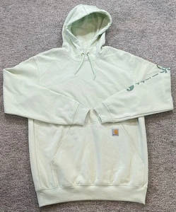 CARHARTT Men's Hoodie Medium Loose Fit Midweight Sweatshirt Logo Light Green - Picture 1 of 8