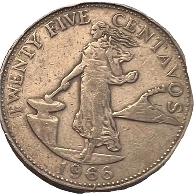 1966 Philippines 25 Centavos Coin - Combined Shipping - Lot R - Image 1 of 2