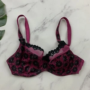 Curvy Kate Balconette Bra Size 30 E Purple Black Lace Trim Underwire Unlined - Picture 1 of 8