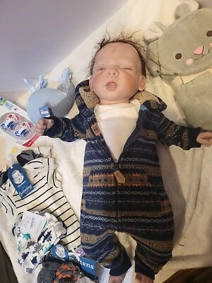  Reborn Baby Boy Doll Red Rooted Veining Weighted  - Image 1 of 4
