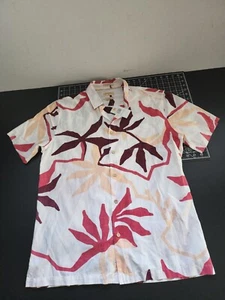 Quiksilver Waterman Collection Men's Large Button Up Shirt White Tropical Print - Picture 1 of 10