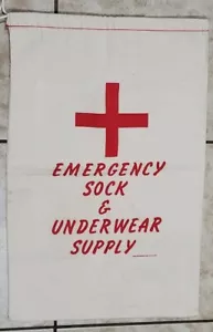 Vintage Red Cross "EMERGENCY SOCK & UNDERWEAR SUPPLY" Laundry Sack Beach Bag - Picture 1 of 9