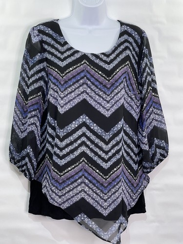 ALYX Camicia Donna Taglia M Nera Chevron Asimmetrica Strato Manica 3 4