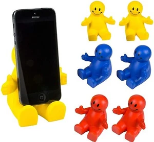  4" Fun Colorful Squeezable Smile Face Guy Phone Holders (6 Pack) Desk Decor   - Picture 1 of 7