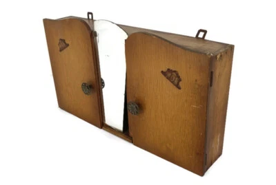 Antique art Deco Double Medicine Apothecary Bathroom cabinet wall hanging  - Image 1 of 4