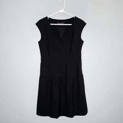 Vestido de lana negro Cynthia Steffe talla 8 línea A funda sin mangas en capas Foto 1 de 4